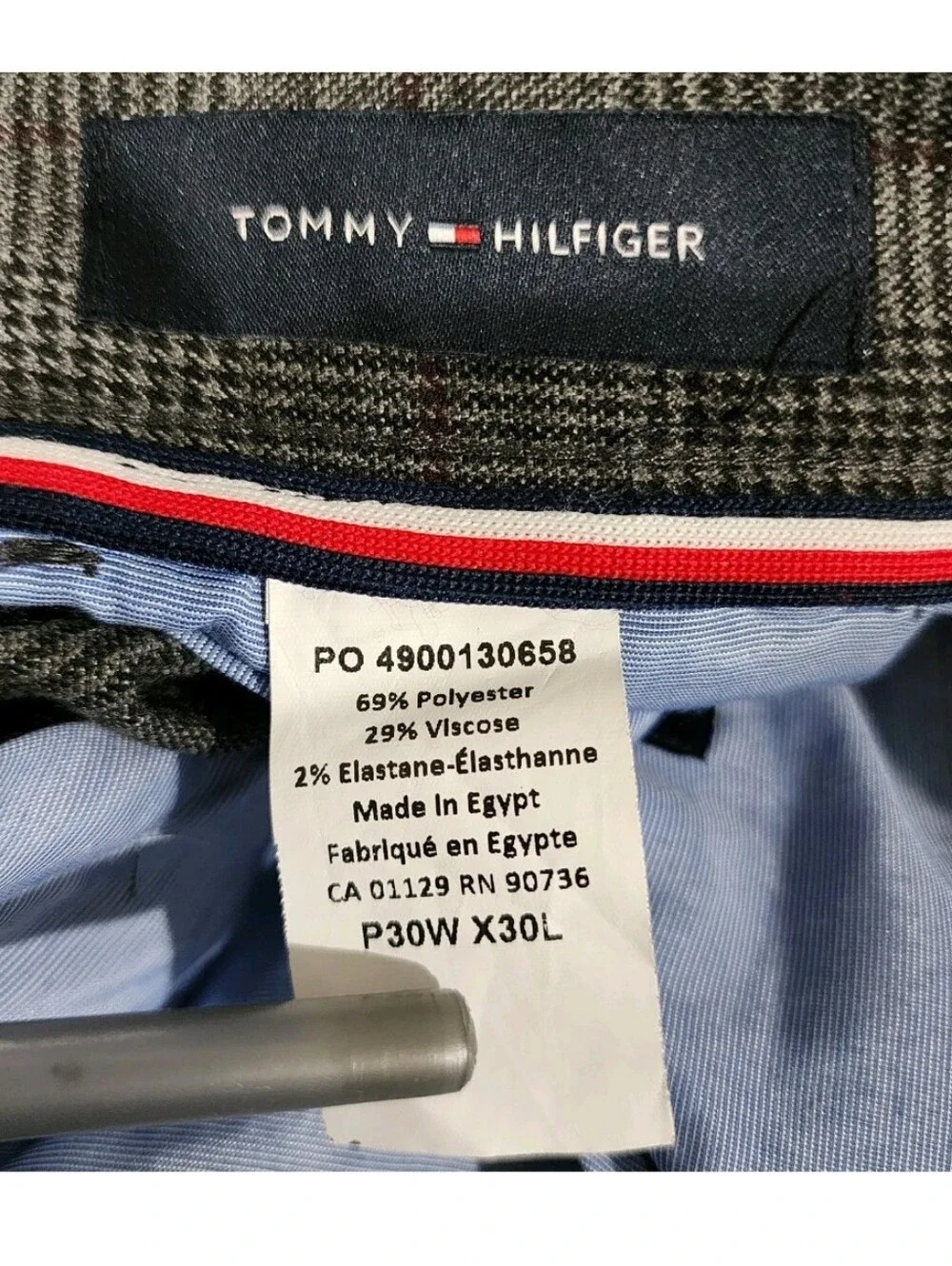 Tommy Hilfiger Dress Pants Mens 30x30 Gray Plaid TH Flex Stretch Flat Front NWT
